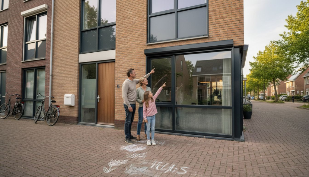 Een modern Nederlands huis met nieuwe kozijnen