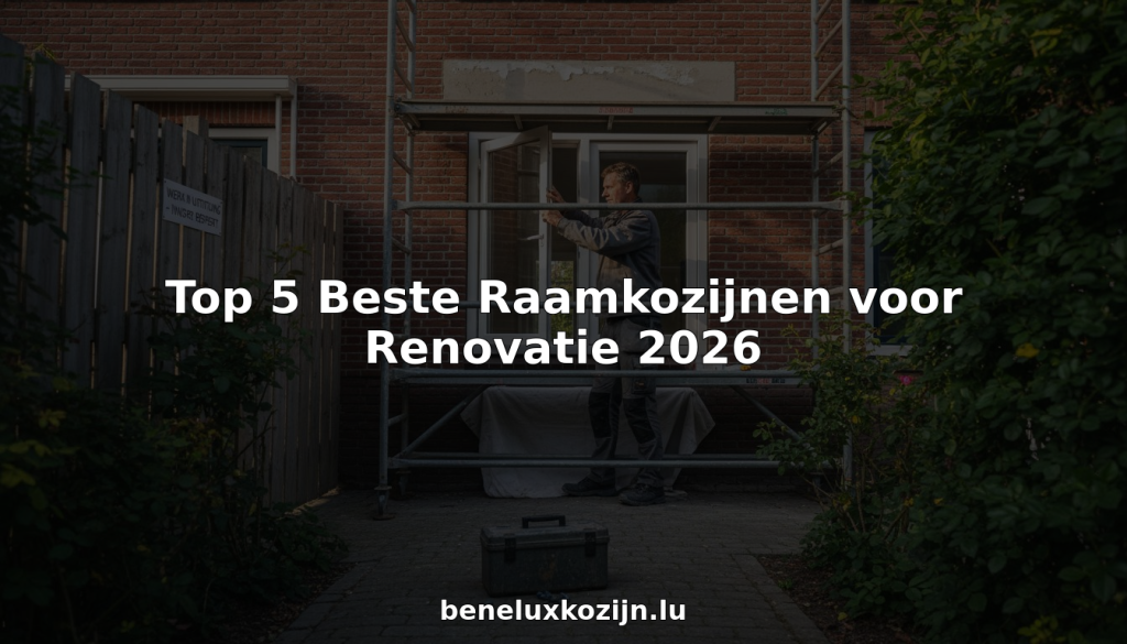 Een aannemer plaatst nieuwe kozijnen in een rijtjeshuis met een stenen gevel.