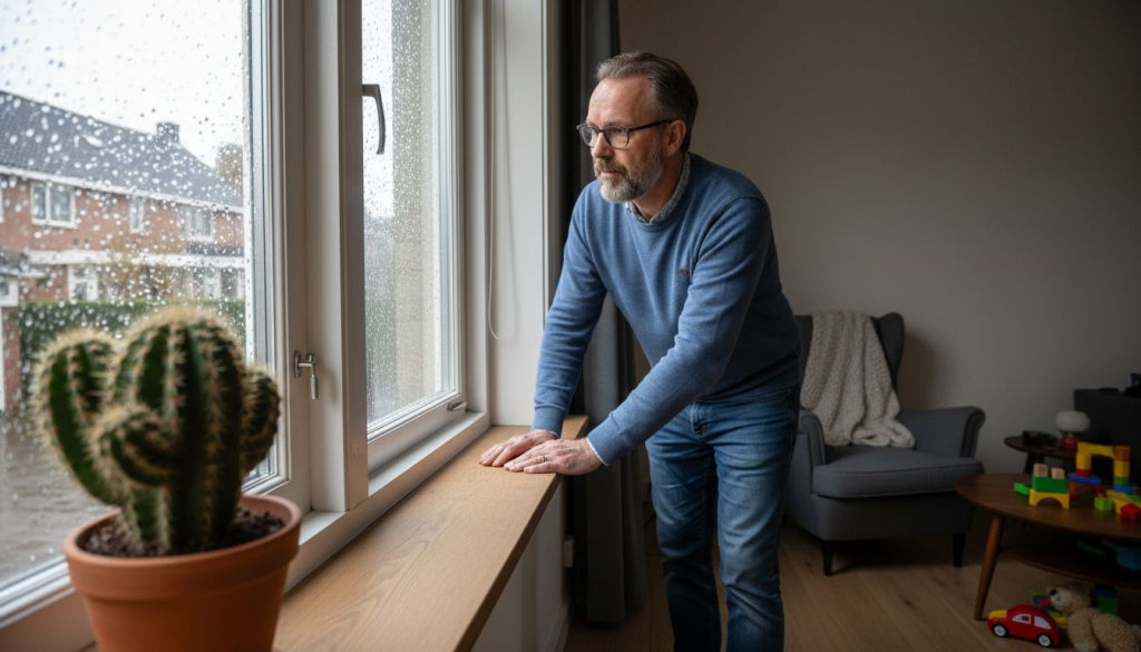 Man bekijkt of het kozijn nog stevig en duurzaam is