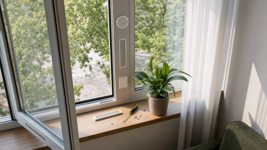 Raam voorzien van meerdere ventilatieroosters